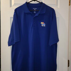 KU Embroidered Jayhawk Logo Antigua Men's XL Blue Polo
